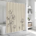 thumbnail image 5 of Retro Beige Flowers Shower Curtain Set - Extra Long 72" x 96" Washable Bathtub Curtain with 12 Hooks, Rustic Abstract Floral Simple Art Waterproof Fabric Shower Curtains for Bathroom/Bathtub Décor, 5 of 6