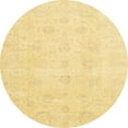 thumbnail image 1 of Ahgly Company Tapis d'Intérieur Rond Abstrait Chrome Or Jaune Oriental, 7 Pieds Rond, 1 of 6