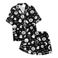 thumbnail image 7 of Trendfront Womens Relaxed 2 Piece Halloween Pajama Set Notched Collar Button Front Short Sleeve Top Elastic Waist Shorts Ghost Print Sleepwear for Women, 7 of 7