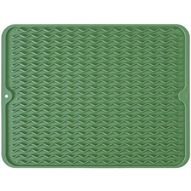 Alfombrilla de silicona para secar platos MODENGKONGJIAN Easy Clean, color verde oscuro