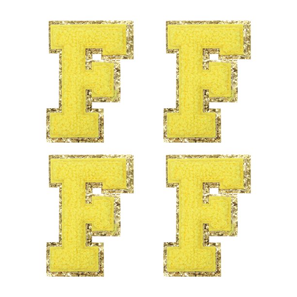 Parches Termoadhesivos de Chenille Amarillo F Alfabeto Unique Bargains 4uds para Ropa Zapatos Sombreros Mochilas