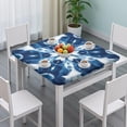thumbnail image 3 of Indigo Tie Dye Floral Mandala Square Fitted Tablecloth with Elastic Edge,Square Table Cover,Washable Elastic Table Cover for Home Kitchen Party Decor 34"x34", 3 of 6
