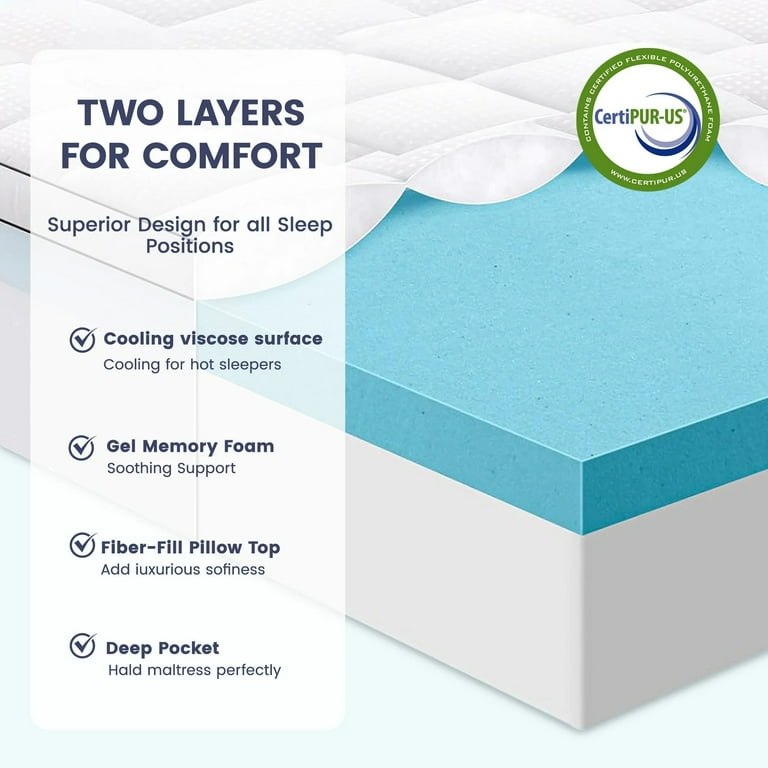 Coolhut King Size Dual Layer Gel Memory Foam Mattress 4 Inch