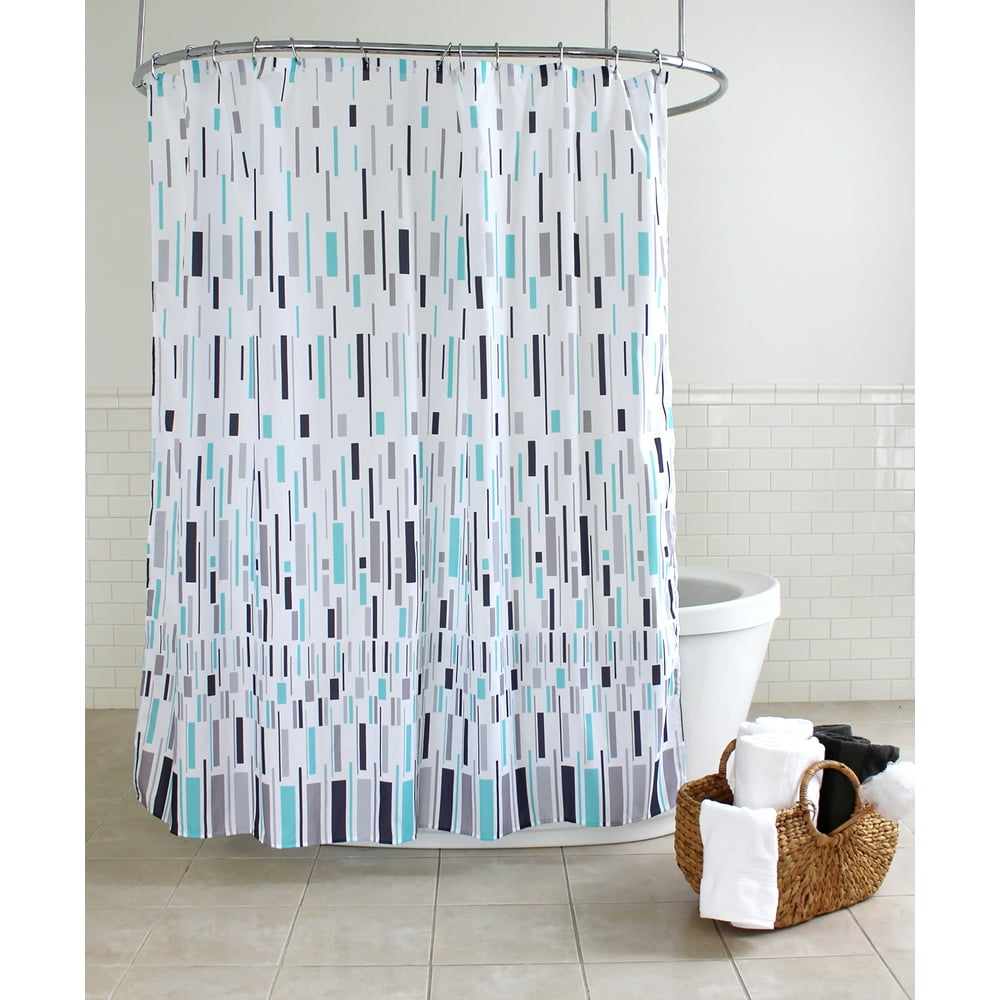 Splash Home Bars 70" x 72" Polyester Fabric Blue Shower Curtain, 1 Each