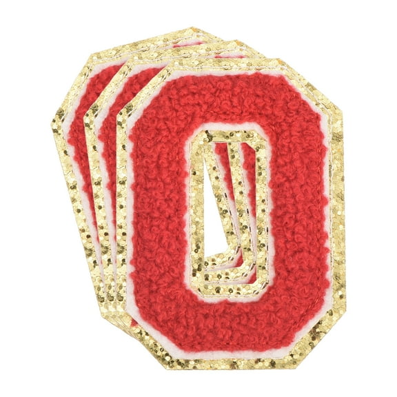 Uxcell Chenille Letter x Patches Large Size 3.15"x2.24" 3PCS(Red) Shape O