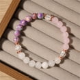 thumbnail image 1 of Pulsera de Piedra Natural Original de Cuarzo Rosa Chica Estilo Playa Pulsera de Piedra de 8mm Original de Piedra Cuentas, 1 of 6