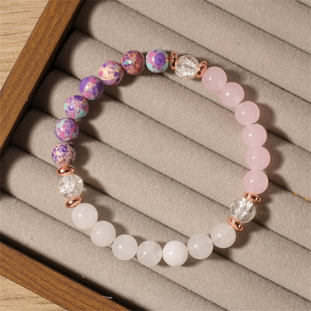 Pulsera de Piedra Natural Original de Cuarzo Rosa Chica Estilo Playa Pulsera de Piedra de 8mm Original de Piedra Cuentas