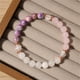 thumbnail image 1 of Pulsera de piedra natural original con cuarzo rosa, estilo playero para niña, piedra de 8 mm, cuentas de piedra originales, 1 of 6