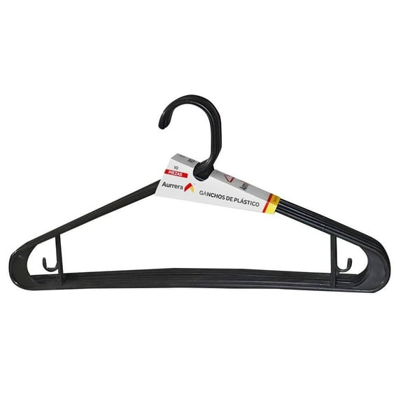 Set de 10 Ganchos Aurrerá Hechos de Plástico para adulto color Negro