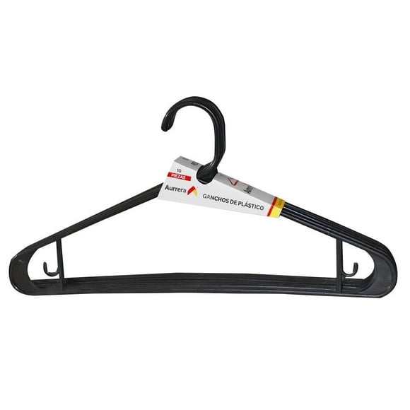 Set de 10 Ganchos Aurrerá Hechos de Plástico para adulto color Negro