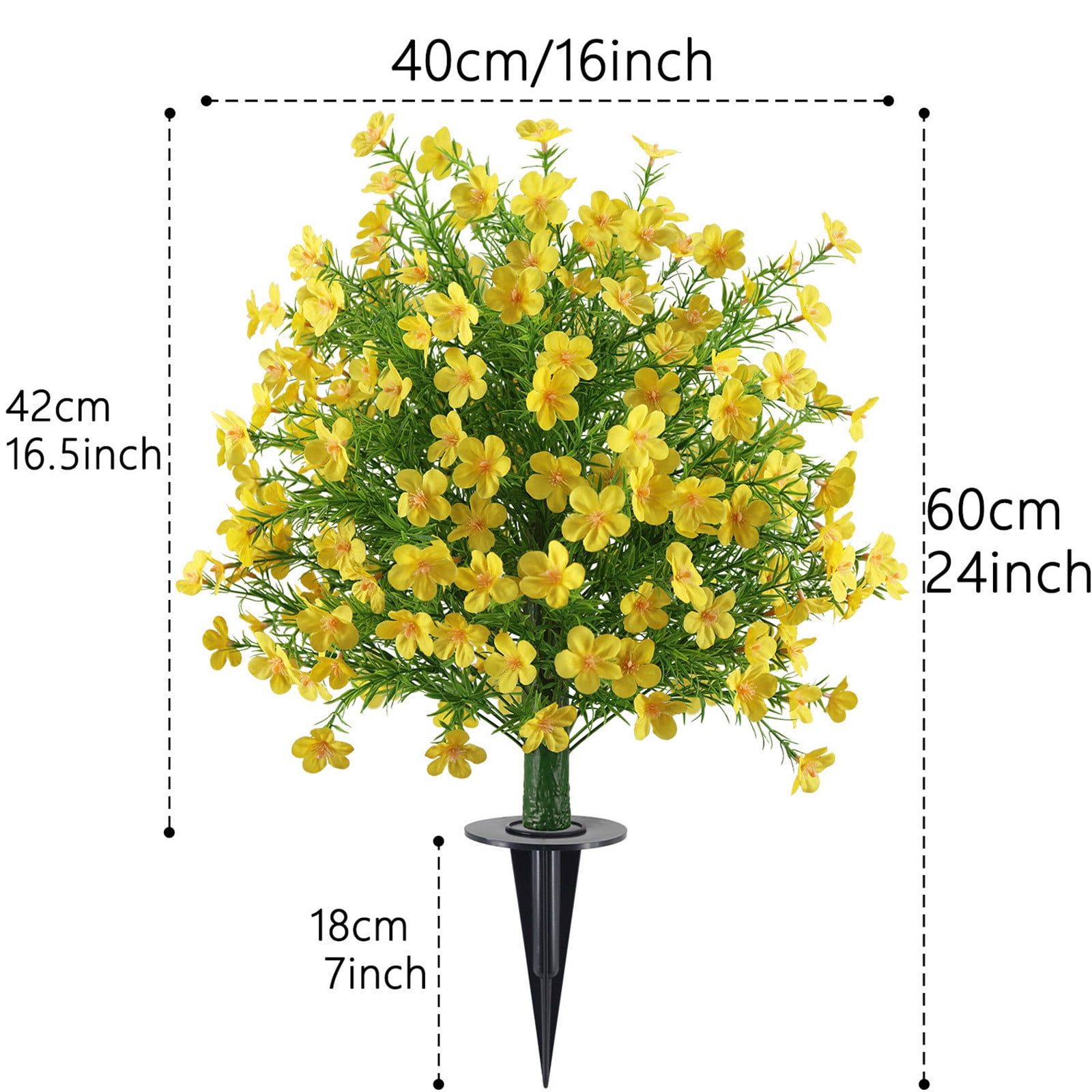 24" Artificial Boxwood Topiary Ball Trees with Flowers UV Resistant No Fade Outdoor Faux Plants with Ground Spike, Fake Shrubs for Garden, Patio, Porch, Yard, Indoor Décor