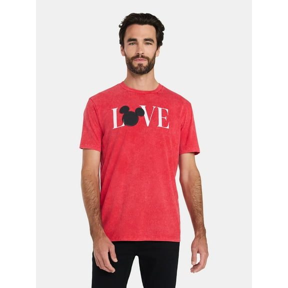 Disney, Men's & Big Men's Valentine's Day Graphic Tee, Mickey Love, Sizes XS-3XL