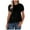 Black, variant on Womens Velvet Peplum Babydoll Tops Casual Crewneck Pleated Blouse Short Sleeve Flared Swing Pullover