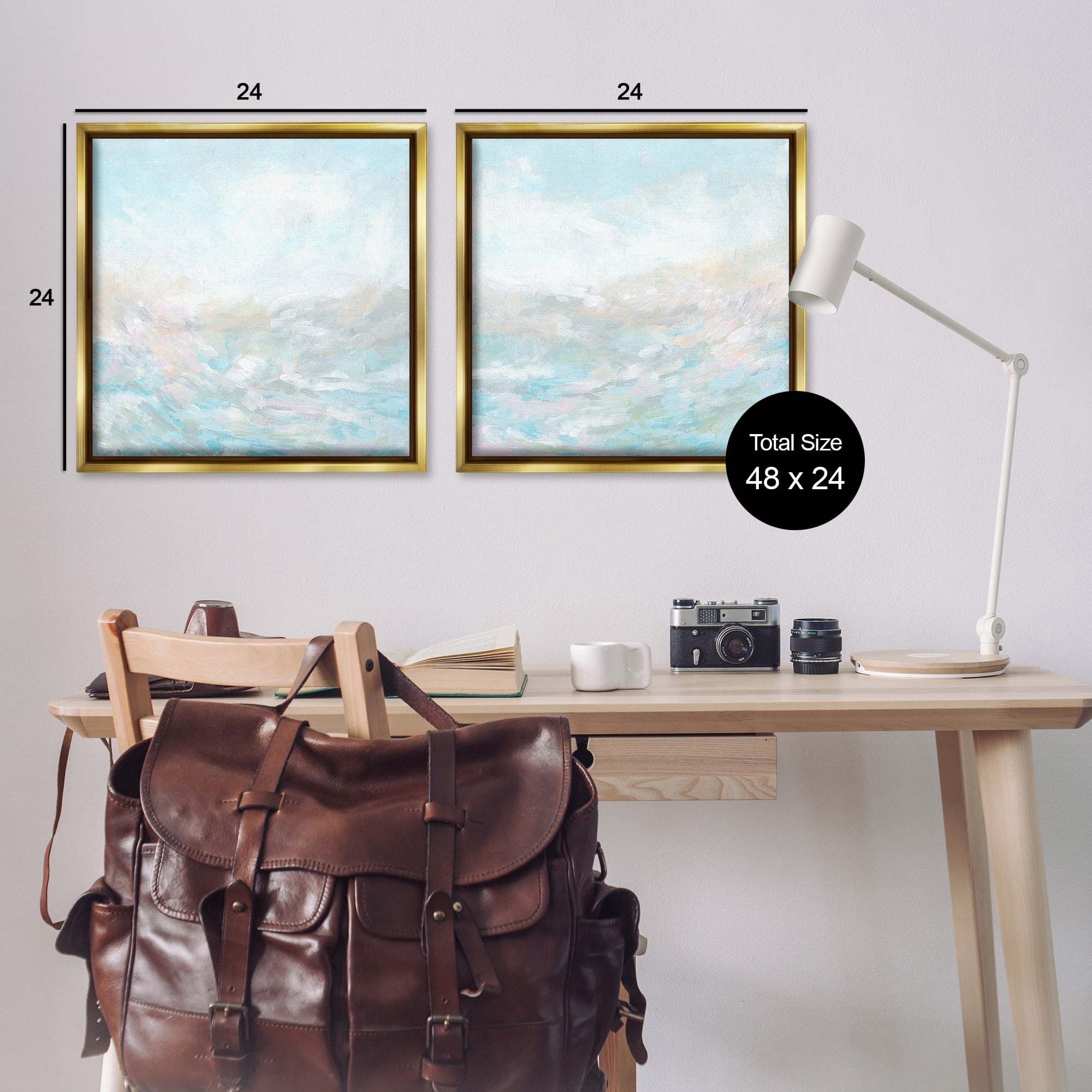 Stupell Industries Abstract Fog Landscape Landscape Painting Gold Floater Framed Canvas Art Print Wall Art, 25 x 25, Set of 2