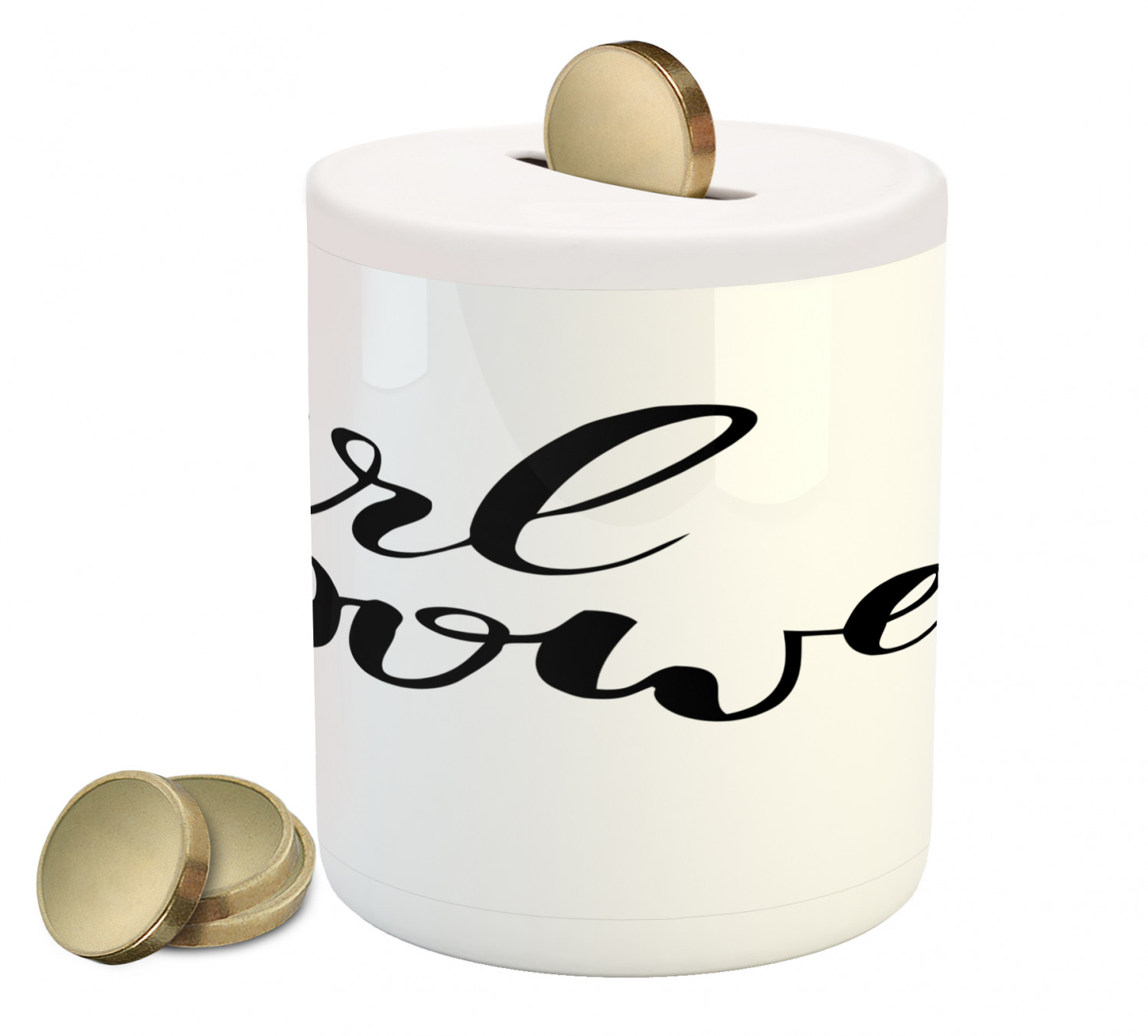 Coin Bank Lettering Saying Piggy Bank, Modern Hand Writing Style Lettering Girl Power ...