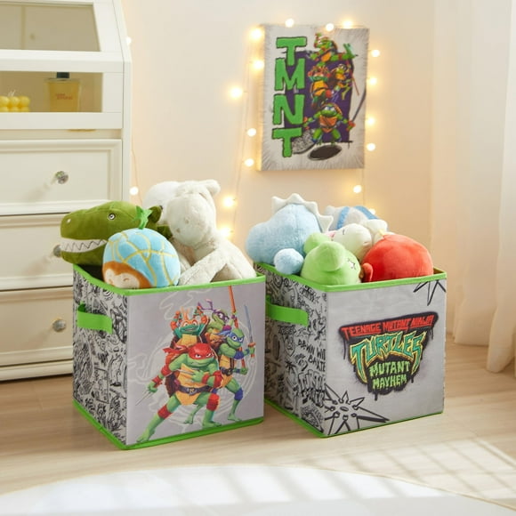 Idea Nuova Teenage Mutant Ninja Turtles : Mutant Mayhem Ensemble de Deux Cubes de Rangement Spacieux Pliables 10 Pouces"x10 Pouces"