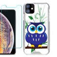 thumbnail image 1 of For Apple iPhone 11 Case, Hybrid Bumper Phone Case, with Tempered Glass Screen Protector, by OneToughShield ® - Blue Owl, 1 of 3