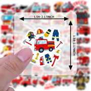 35pcs-50pcs Colorful PVC Firefighter Kids Stickers Toy Sticker Pack for Phone Laptop Car Suitcase