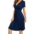 thumbnail image 2 of Gomelly Ladies Sundress Short Sleeve Summer Midi Dress Casual Swing Dresses Women Kaftan Holiday With Pocket Navy Blue L, 2 of 4