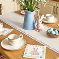 thumbnail image 5 of Spring Easter Table Runner 70 Inches Long for Kitchen Dining, Retro Rabbit Cup Botanical Purple Leaves Dresser Scarf Farmhouse, Dining Table Decorations for Wedding/Parties, 13 x 70 In, 5 of 8