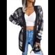 thumbnail image 1 of Suéter Navideño para Mujer con Cinturón, Abertura Frontal, Tejido A Cuadros, Botones, Suave, Tejido Navideño. Negro L, 1 of 10