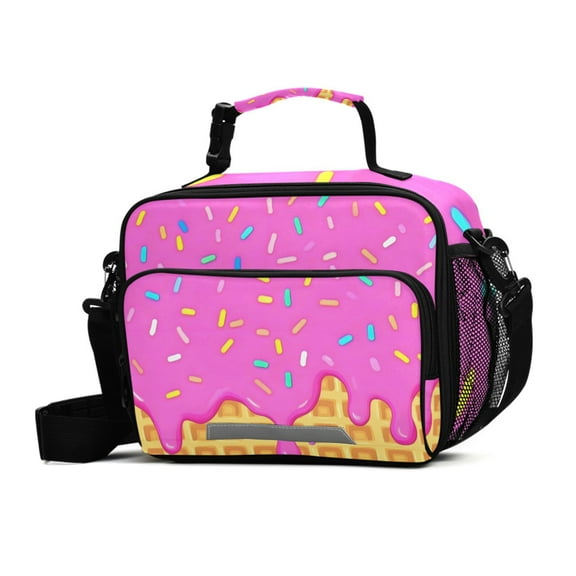 ALAZA Pink Ice Cream Lunch Box Insulated Cooler Bag Reusable Tote Bags Shoulder Strap
