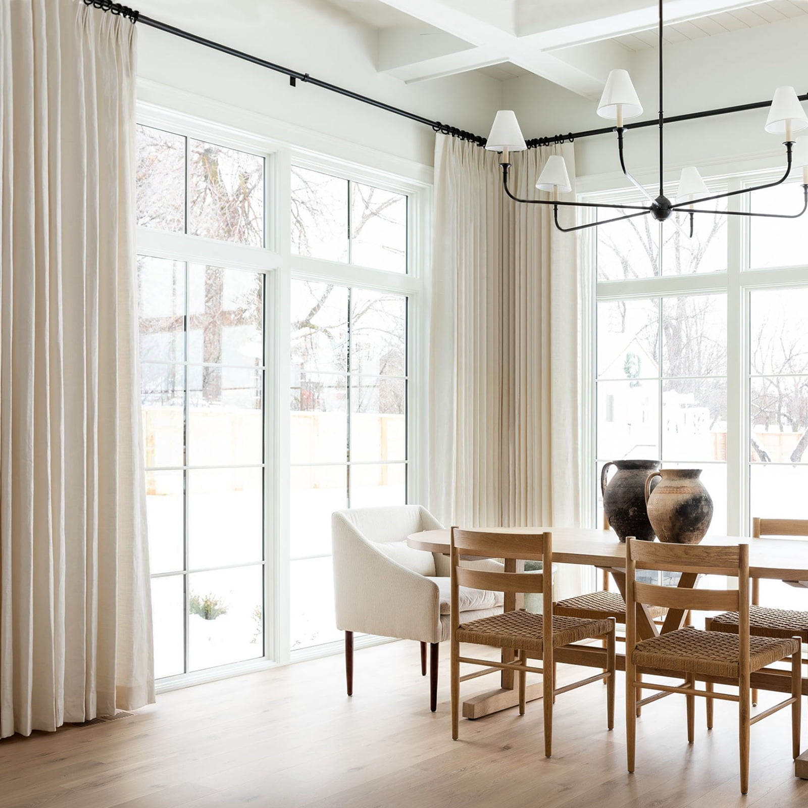 Blackout Curtains 2 Panels Set, Linen Textured Blackout Drapes, Thermal Insulated Curtains for Bedroom Living Room, W50" X L96" Cream
