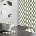 thumbnail image 2 of Net Sage Green Grid Plaid Minimalist Shower Curtain Set 4PCs with Non-Slip Rugs,Toilet Lid Cover and Bath Mat,Bathroom Decoration 71x71 Inch with Hooks, 2 of 6