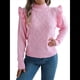 thumbnail image 1 of Suéteres de Mujer, Suéter de Cuello Redondo con Volantes, Larga, Color Liso, Holgados, para Invierno 2025. Rosa M, 1 of 9