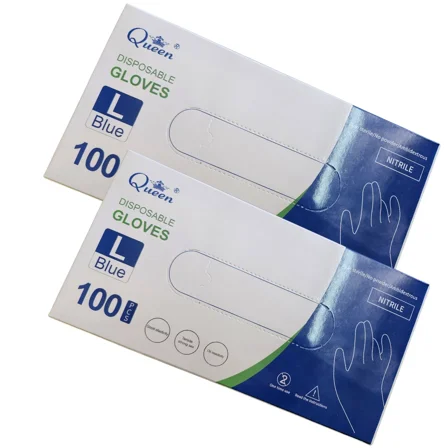 Queen - Safe Health Nitrile Exam Disposable Gloves (Large - 2 Box x 100 PCS) BLUE