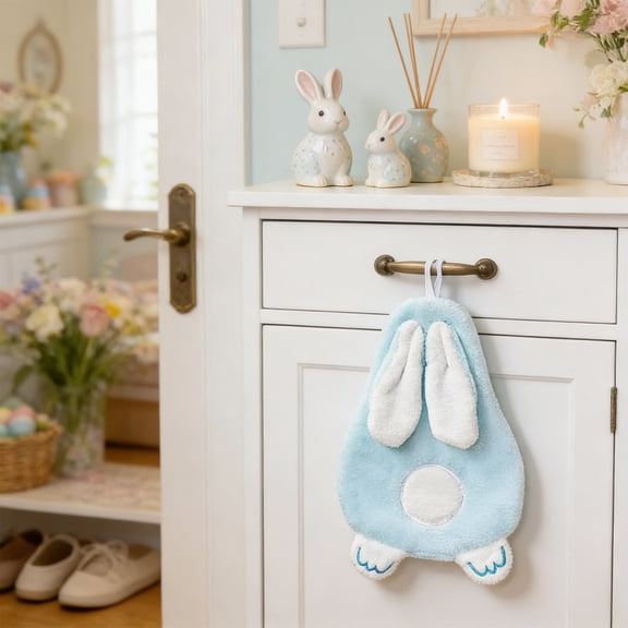 Easter Rabbits Decorations Decorative Hand Towels Rabbits Hand Towel Thickened Corals Fleece Towel Wall Mountables for Bathroom Highly Absorbent Free Drying