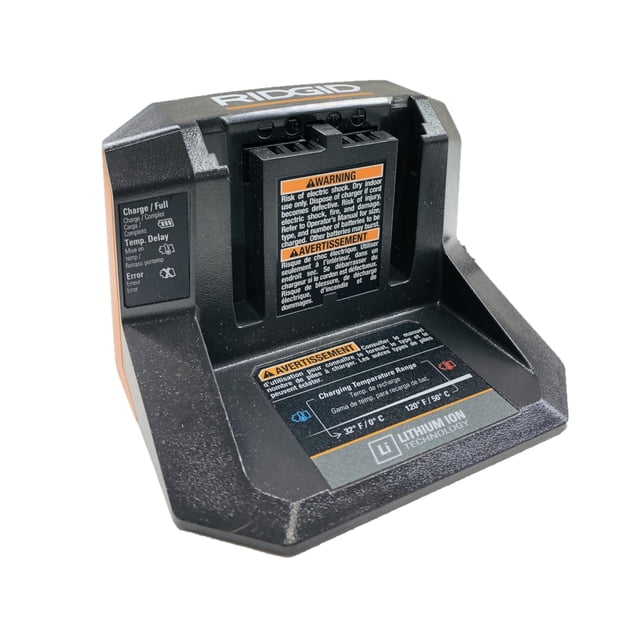 Cargador RIDGID compacto de iones de litio de 18 V con indicador de carga inteligente