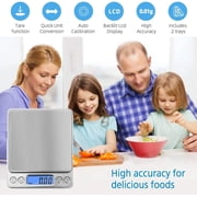 Digital Food Scale,3000g/0.1g Digital Scale,Gram Scale with 2 Trays for Cooking and Baking,Coffee Scale with Back-Lit LCD Display 6 Units, Auto Off, Tare, PCS, Stainless Steel