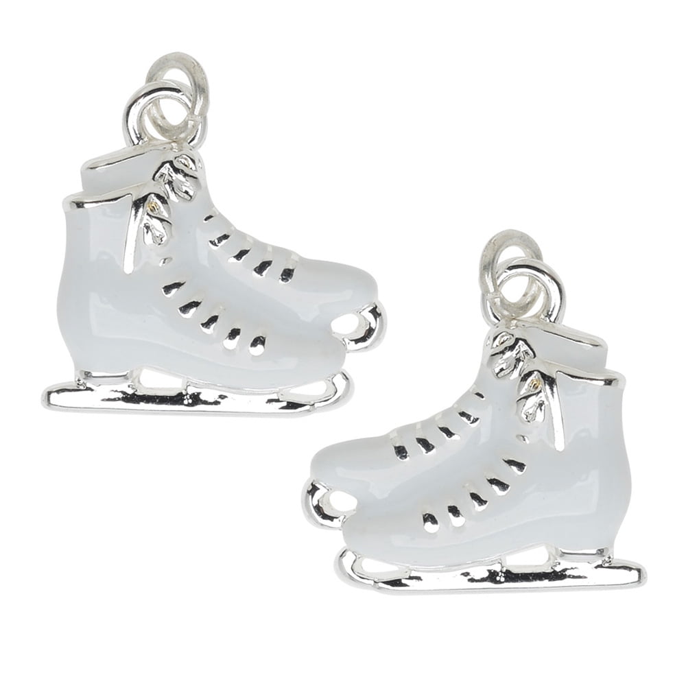 Delight Beads Jewelry Charm, White Ice Skates, 16mm, Left & Right