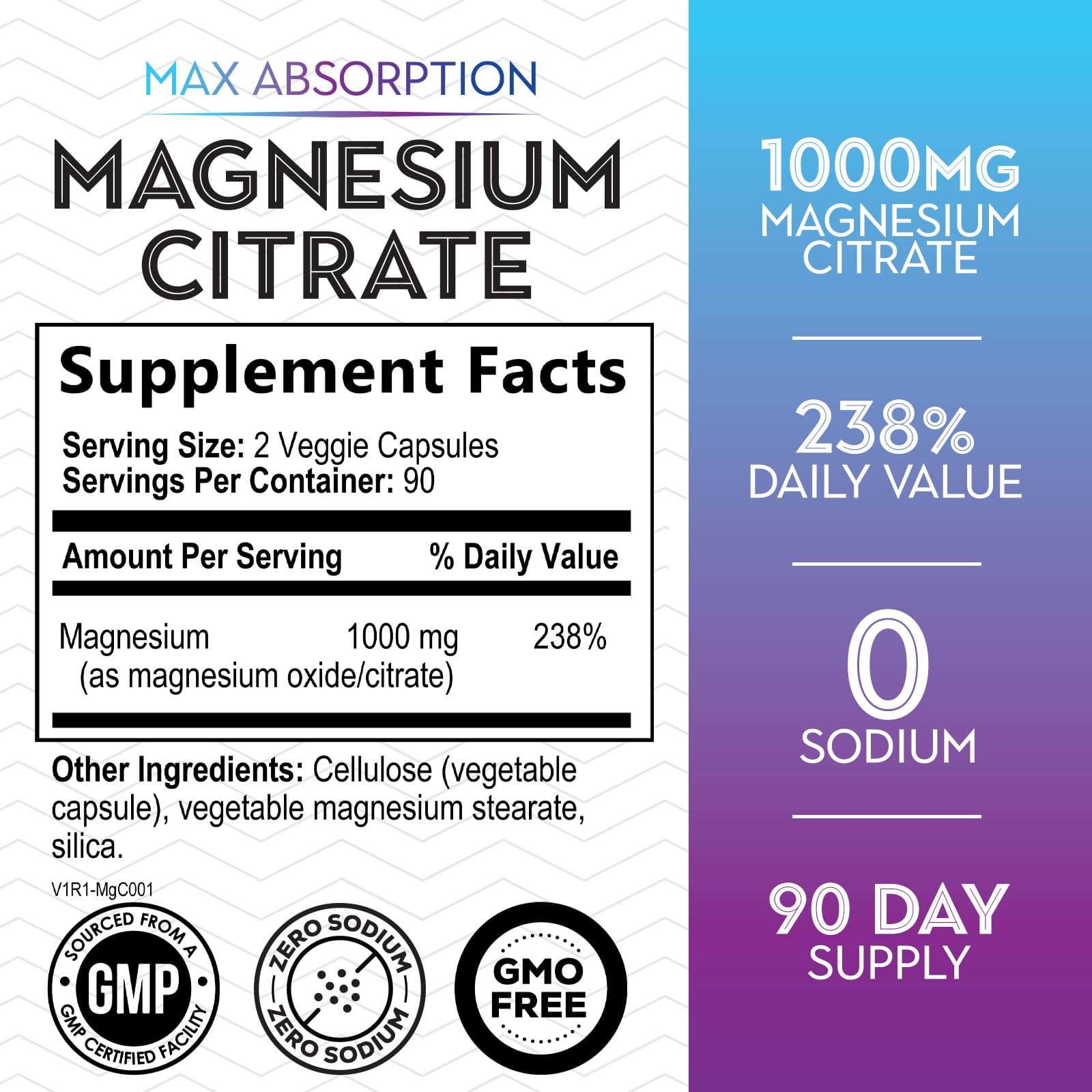 Magnesium Citrate Capsules - Max Absorption Magnesium Powder - Muscle, Bone, Nerve & Heart Health Support - Premium Formula is Powerful & Gentle for Women & Men - Bottled in USA - 180 Capsules