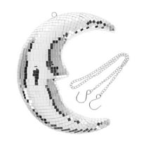 Masteelf Silver Moon Shaped Disco Ball Decor Safe with Bright Mirror Surface for Home Decor Glamorous Hanging Ornament 7.8 Inches