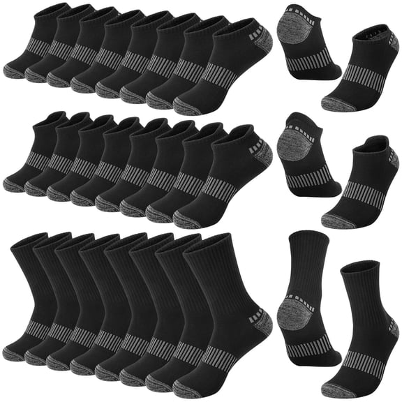 KOITHOT 12 Pack Mens Socks Size 10 13 Athletic Socks, 3‑Style Assorted No Show, Ankle and Crew, Cushioned Arch Support Men's Socks Value Pack