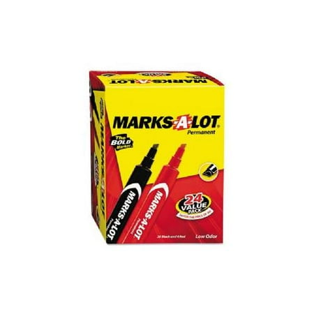 AVERY Permanent Markers, Chisel Tip, 24/PK, Black/Red