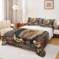 Manfei Cute Highland Cattle Full Size Sheets,Rustic Farmhouse Cabin Bed Sheets,Colorful Daisy Flowers Sheet Sets For Men Women,Ultra Soft Home Decor,4 Pieces