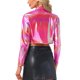 thumbnail image 3 of Chaquetas cortas para mujer INSPIRE CHIC con cuello alto, cremallera metálica, de manga larga, chaqueta de fiesta XS color rojo vino, 3 of 6