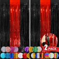 thumbnail image 1 of Cortinas con flecos de aluminio NUWDHP, negras y rojas, 1 m x 2,5 m, paquete de 2, 1 of 7