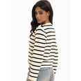 thumbnail image 2 of Women's Striped Cardigan Sweater Trendy Long Sleeve Button Down Crew neck Cardigans, 2 of 6