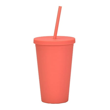 

Straw Coffee Cup Heat Insulation Wide-Mouth Lid Double-Layer Cup
