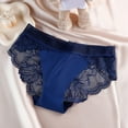 thumbnail image 2 of PMVFHDE Women Mid Rise Smooth Silk Seamless Plus Size Lace Underwear Breathable Rear Lift Triangle Panties Color Striped Briefs Plus Size Underwear For Women Blue,XL, 2 of 6