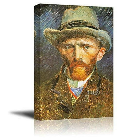 wall26 - Self-Portrait with Grey Felt Hat by Vincent Van Gogh Canvas Print Wall Art Famous Painting Reproduction - 12" x 18"