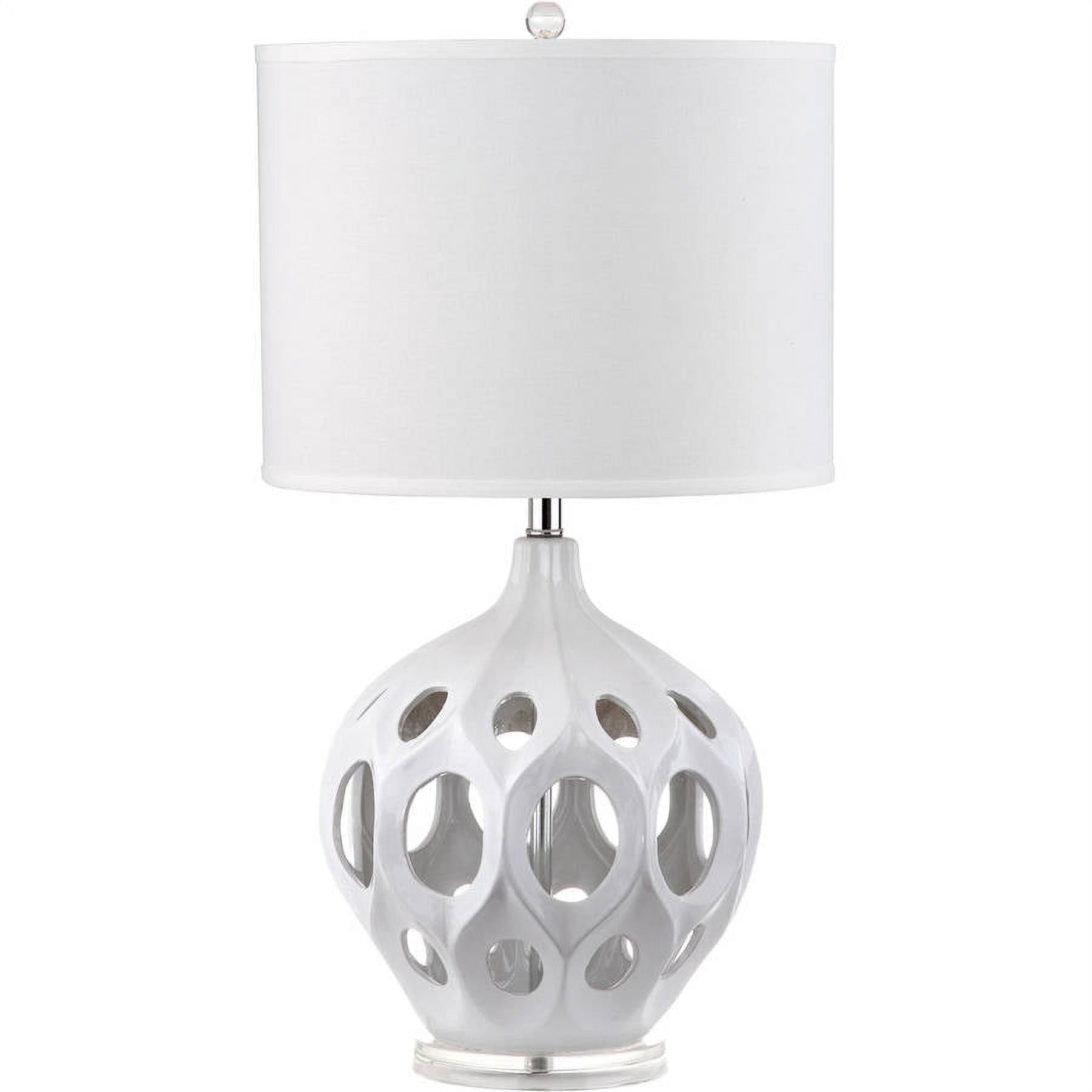 SAFAVIEH Regina 29 in. H Ceramic Solid Retro Table Lamp, White