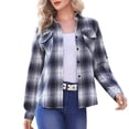 thumbnail image 4 of DondPO Long Sleeve Shirts Dress Shirts for Women Plaid Shirts For Women Long Sleeve Button Down Christmas Fall Jacket Womens Tops Flannel Shirt White S, 4 of 6