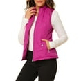 thumbnail image 4 of INSPIRE CHIC Women's Outerwear Vests Stand Collar Padded Gilet Zip Vest L Fuchsia, 4 of 6