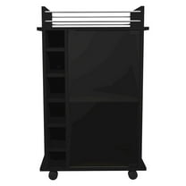 HomeRoots Black Rolling Bar Cart With Wine Storage