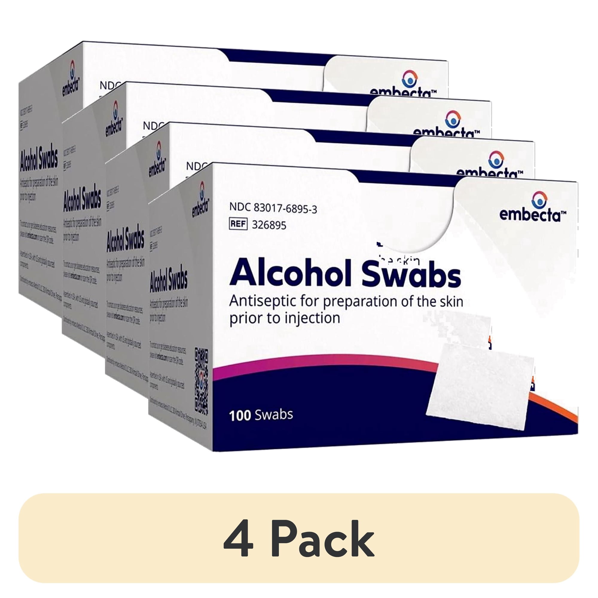 (4 pack) Embecta Alcohol Swabs, 100 Count